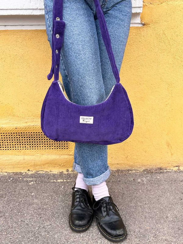 sac à main en velours côtelé violet